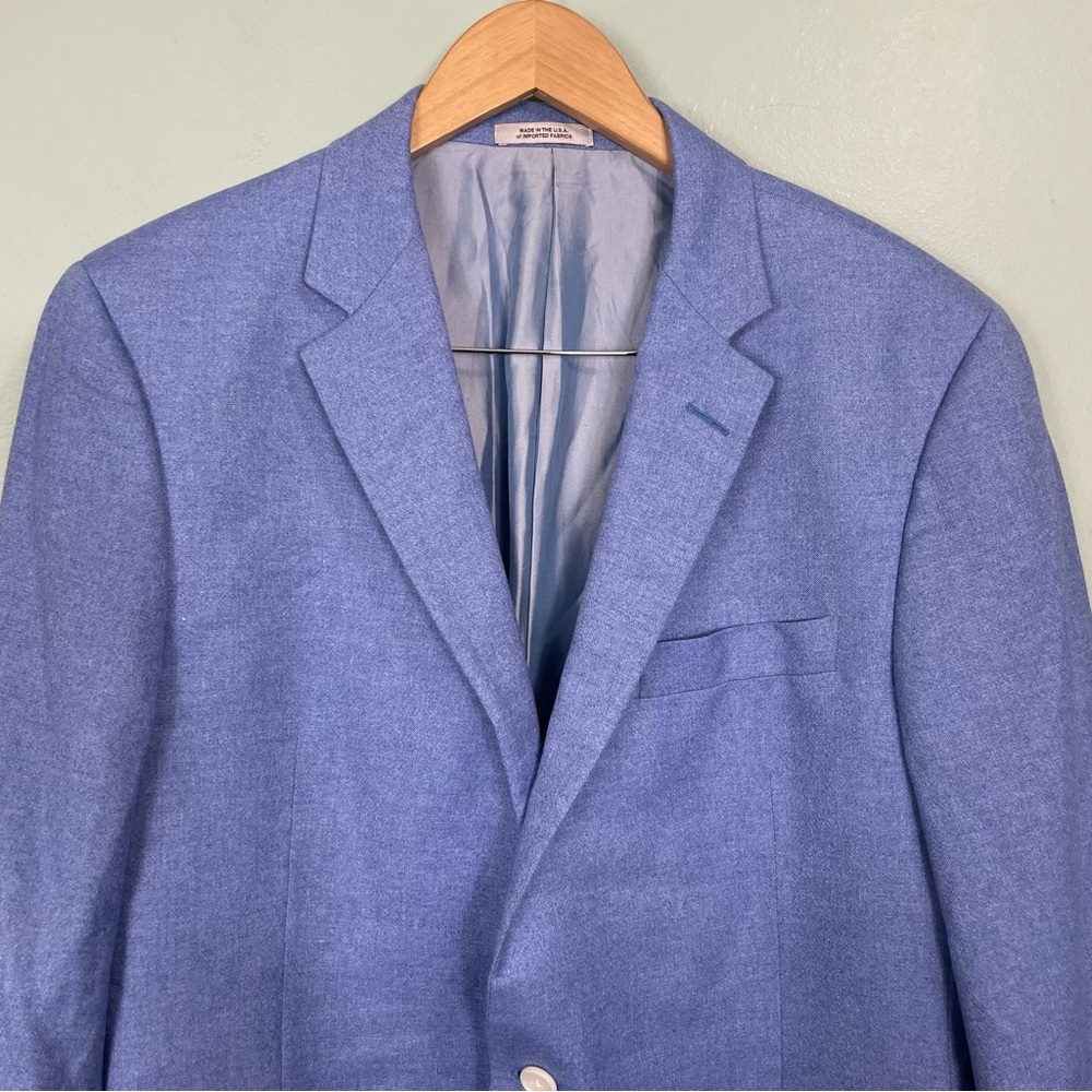 Hickey Freeman Silk‎ Cashmere Blend Blazer Sports Jacket Men 44 Long Light Blue - Picture 2 of 11